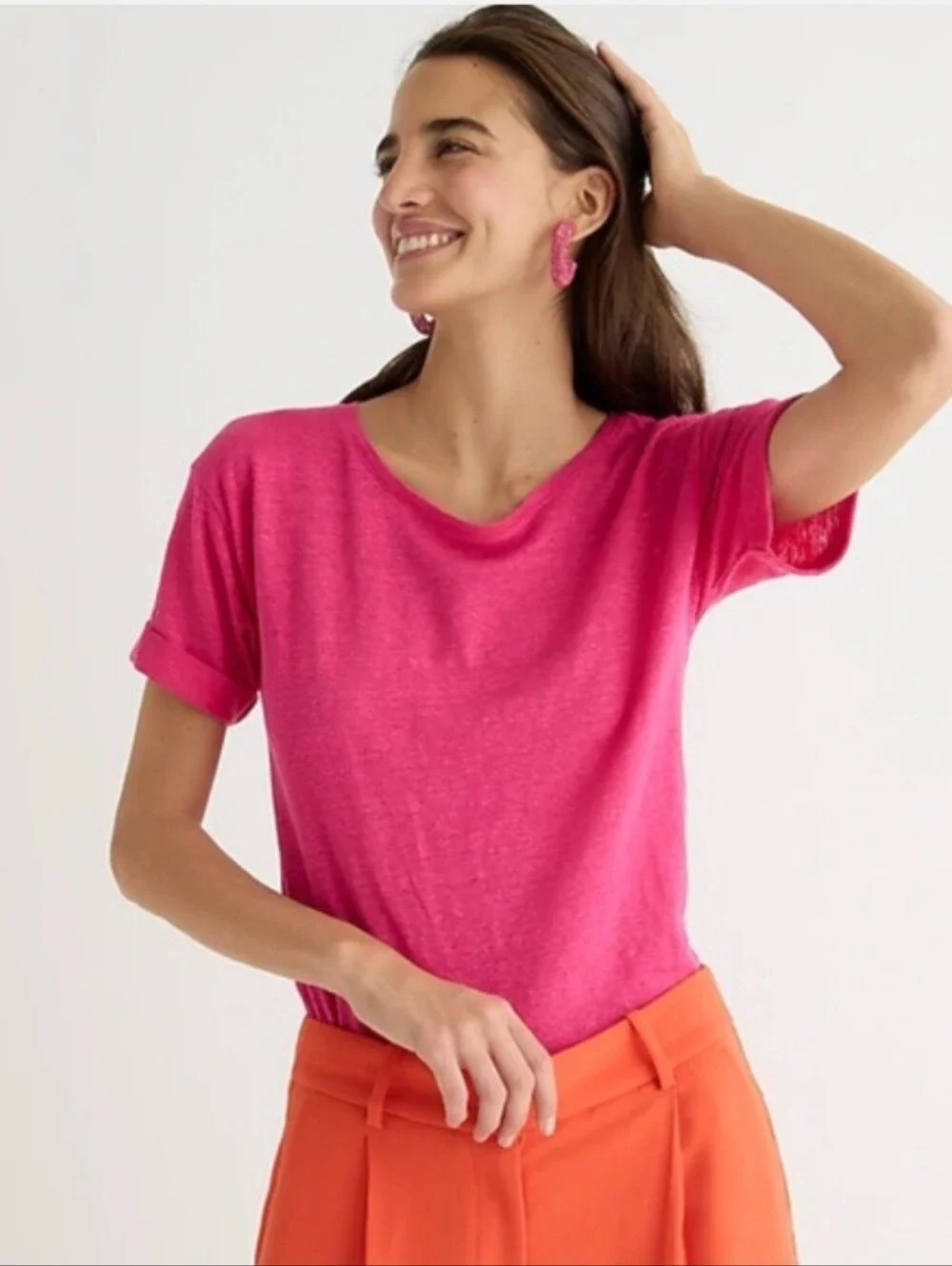 J. Crew Hot Pink Linen Shirt